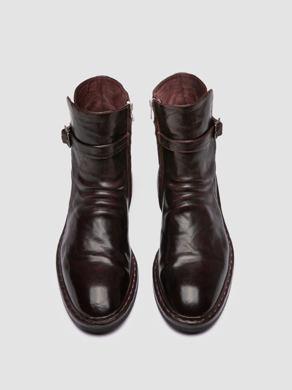 CONCEPT 003 - Burgundy Leather Zip Boots - image 2,side view