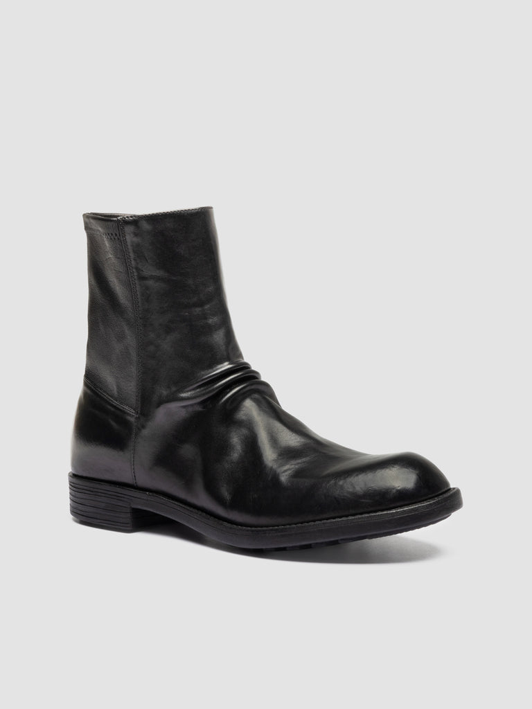 DIARY 015 - Black Stretch Leather Zipped Boots