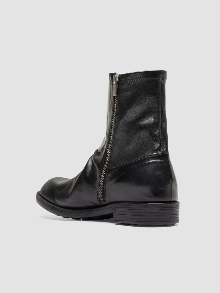 DIARY 015 - Black Stretch Leather Zipped Boots