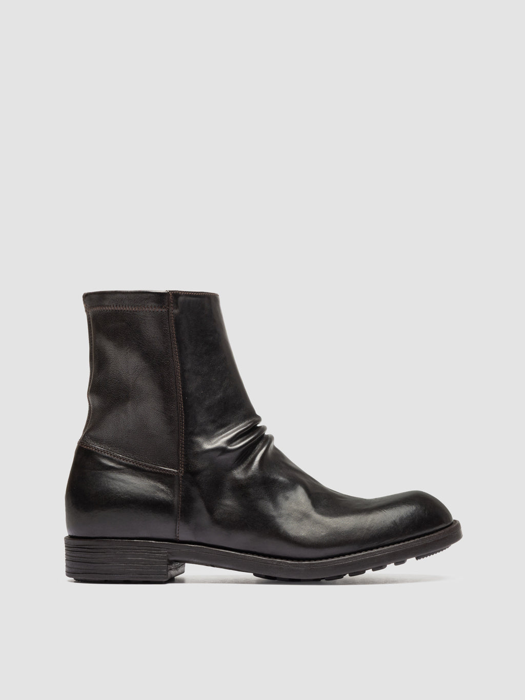 DIARY 015 - Brown Stretch Leather Zipped Boots - image 1,side view