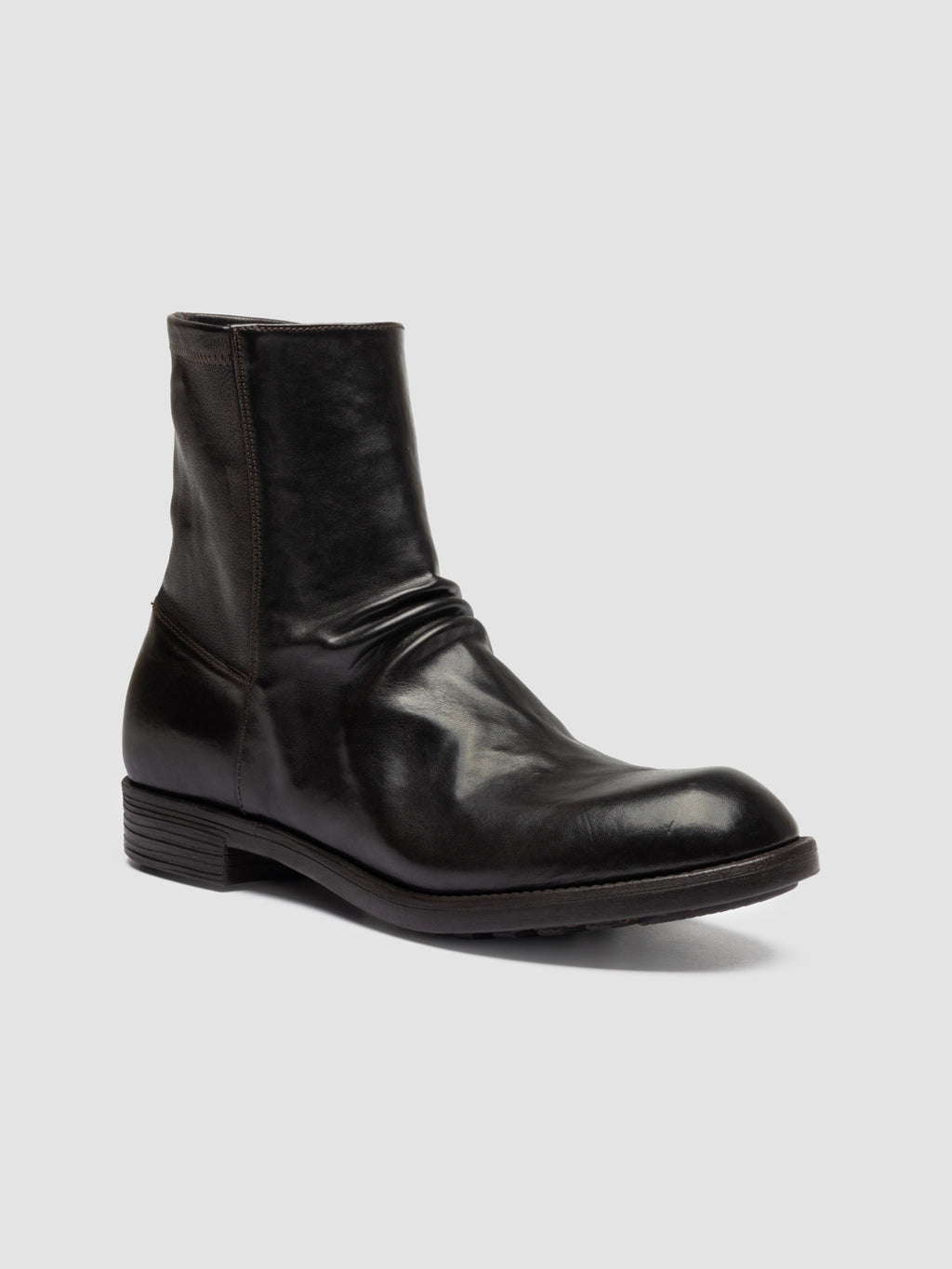 DIARY 015 - Brown Stretch Leather Zipped Boots - image 3,side view