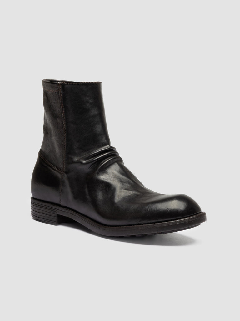 DIARY 015 - Brown Stretch Leather Zipped Boots
