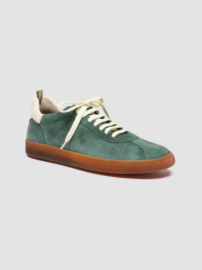 GINNASIO 001 - Green Leather and Suede Sneakers