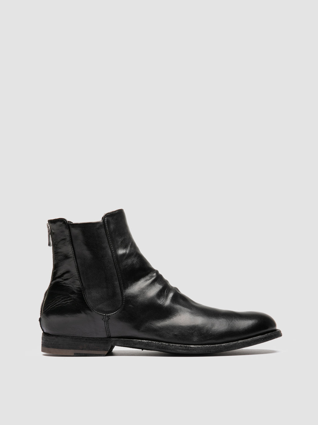 GRAPHIS 002 - Black Leather Zipped Boots - image 1,side view