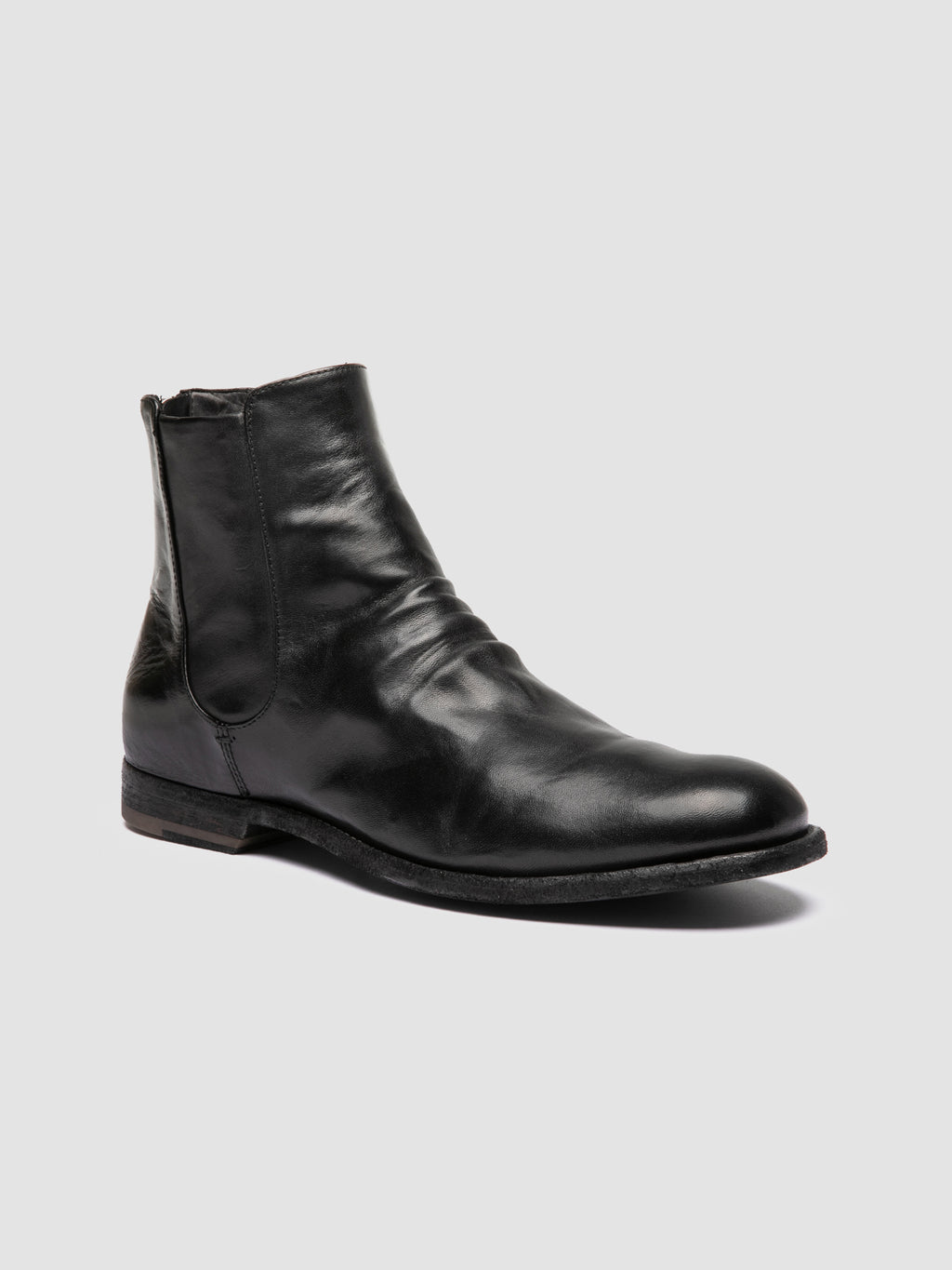 GRAPHIS 002 - Black Leather Zipped Boots - image 3,side view