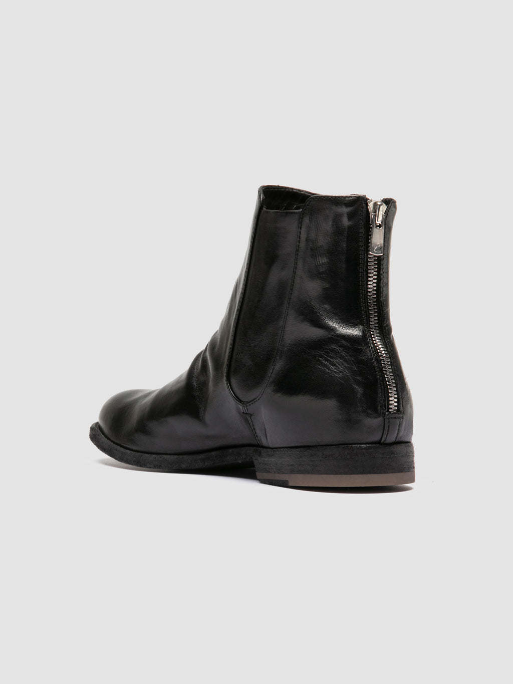 GRAPHIS 002 - Black Leather Zipped Boots - image 4,side view