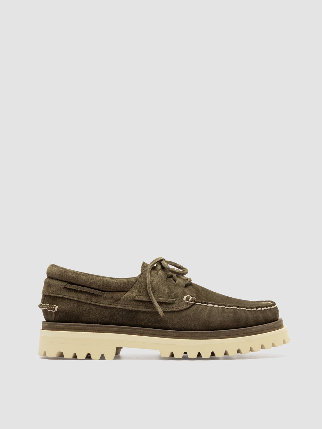 HERITAGE 001 - Green Lug Sole Suede Moccasins - image 1,side view