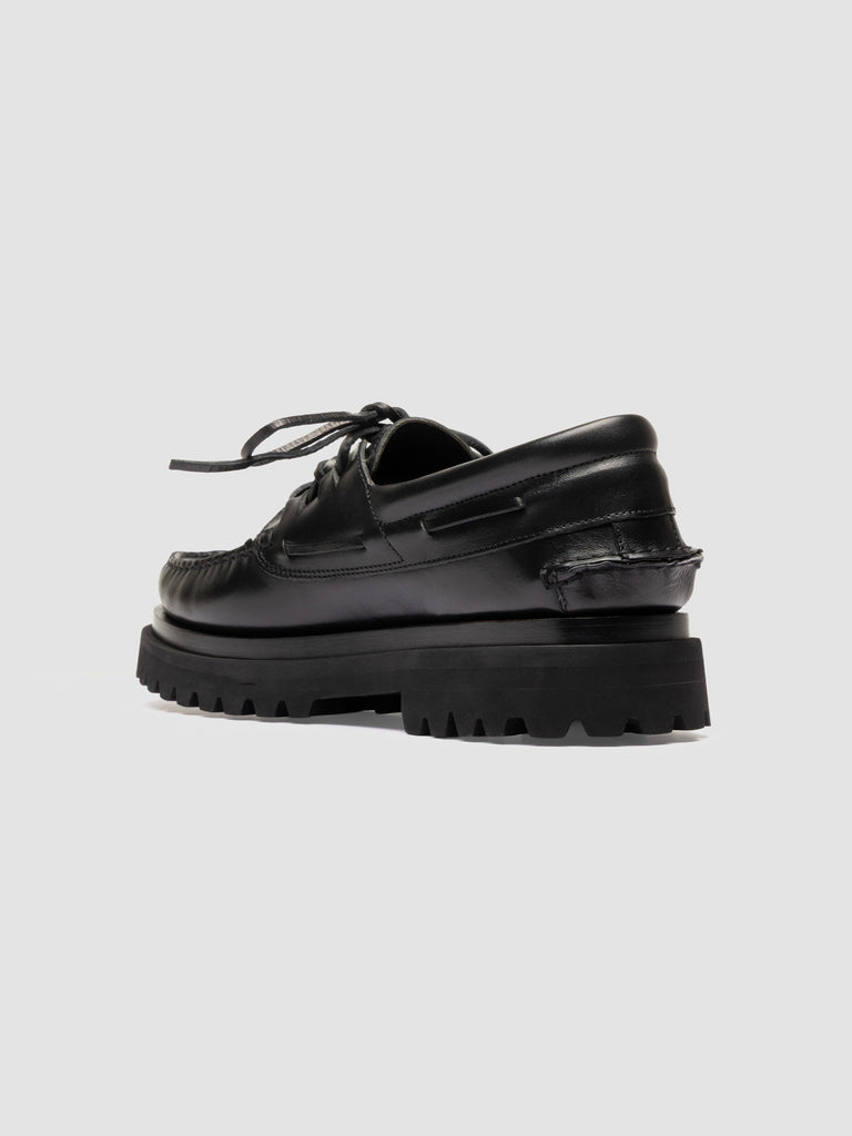 HERITAGE 001 - Black Lug Sole Leather Moccasins