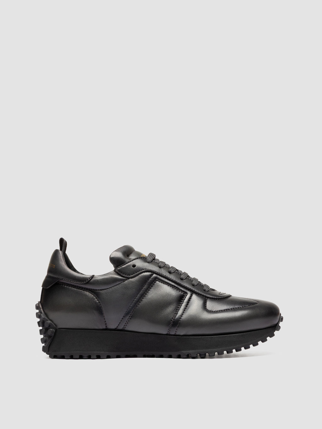 KASBA 003 - Grey Leather Low Top Sneakers - image 1,side view