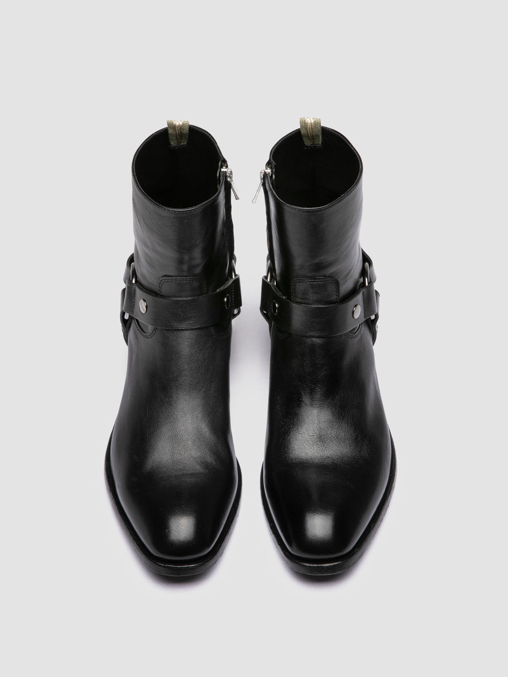 MONEGAL 004 - Black Leather Zipped Boots - image 2,side view