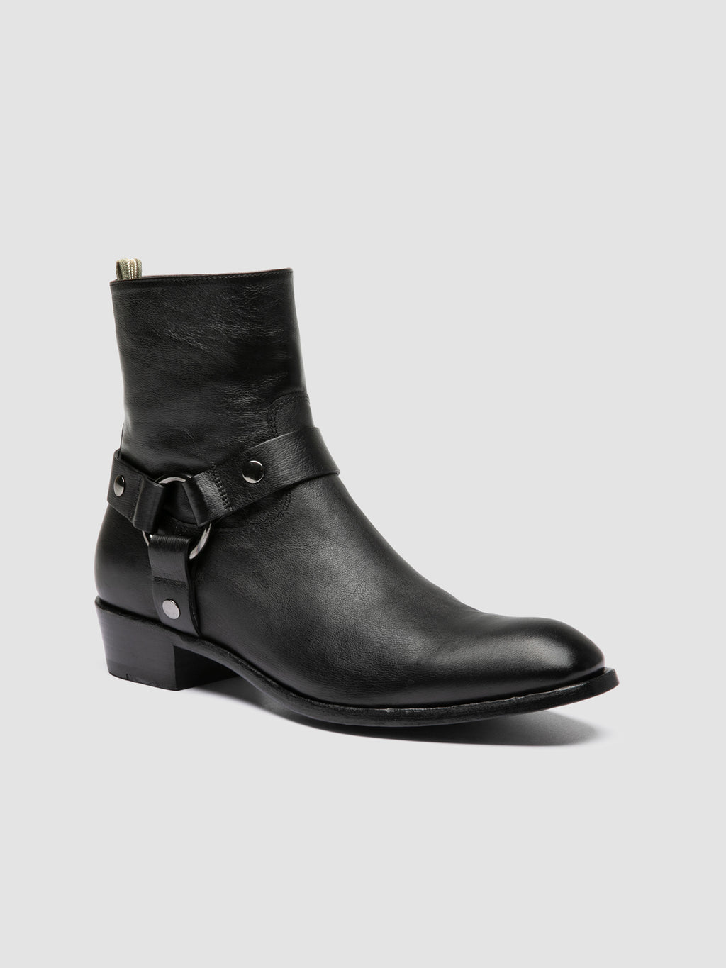 MONEGAL 004 - Black Leather Zipped Boots - image 3,side view