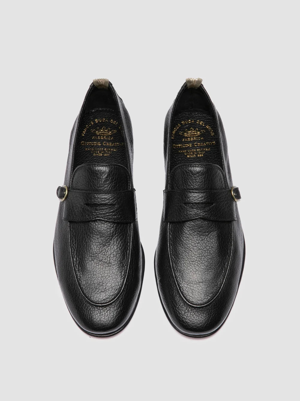 OLIVER 011 - Black Leather Penny Loafers - image 2,side view