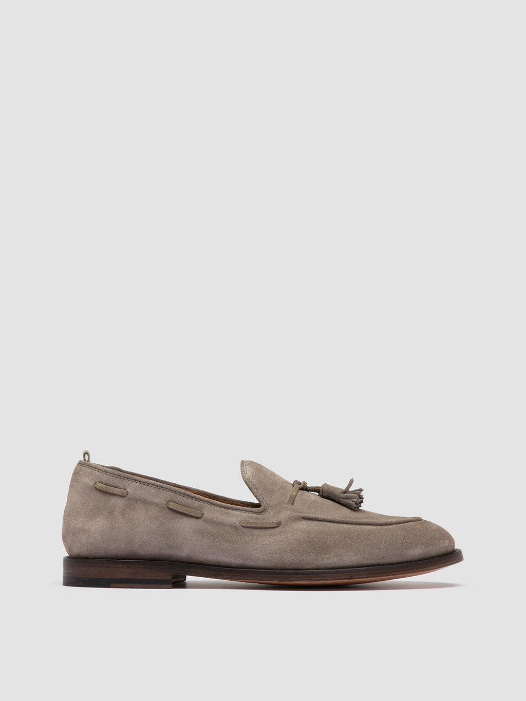 OPERA 002 - Taupefarbene Slipper aus Wildleder mit Quaste - image 1,side view