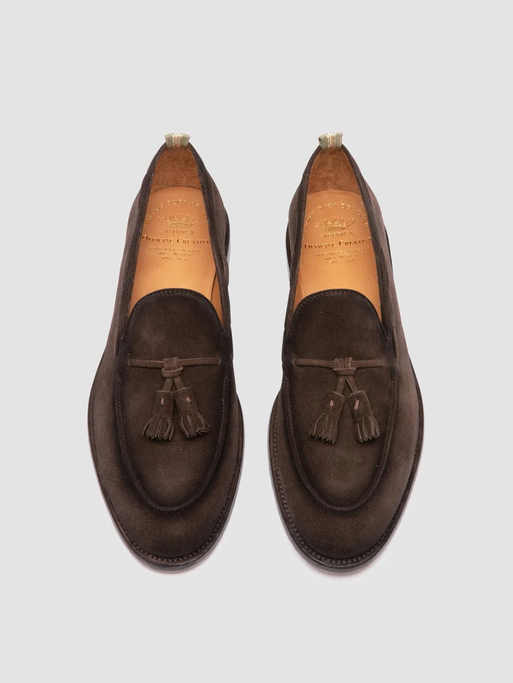 OPERA 002 - Braune Slipper aus Wildleder mit Quaste - image 2,side view
