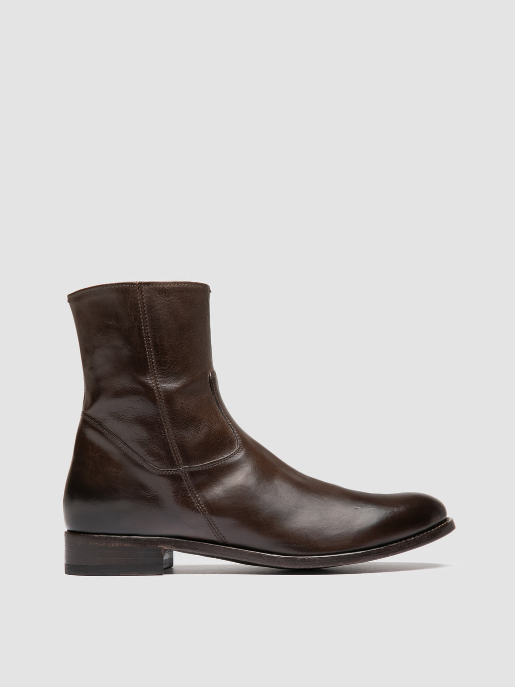 PAUL 002 - Brown Leather Zipped Boots - image 1,side view