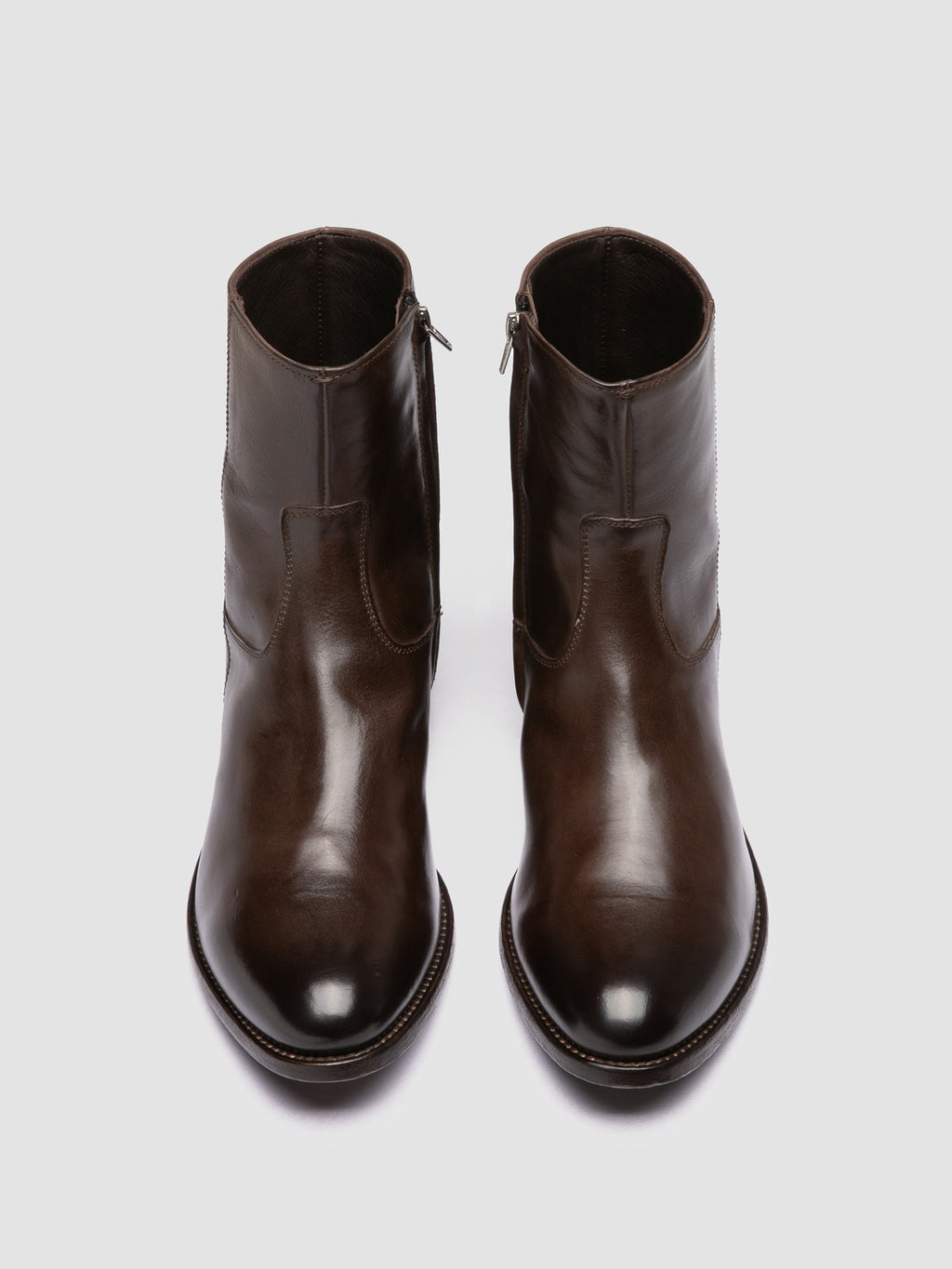 PAUL 002 - Brown Leather Zipped Boots - image 2,side view