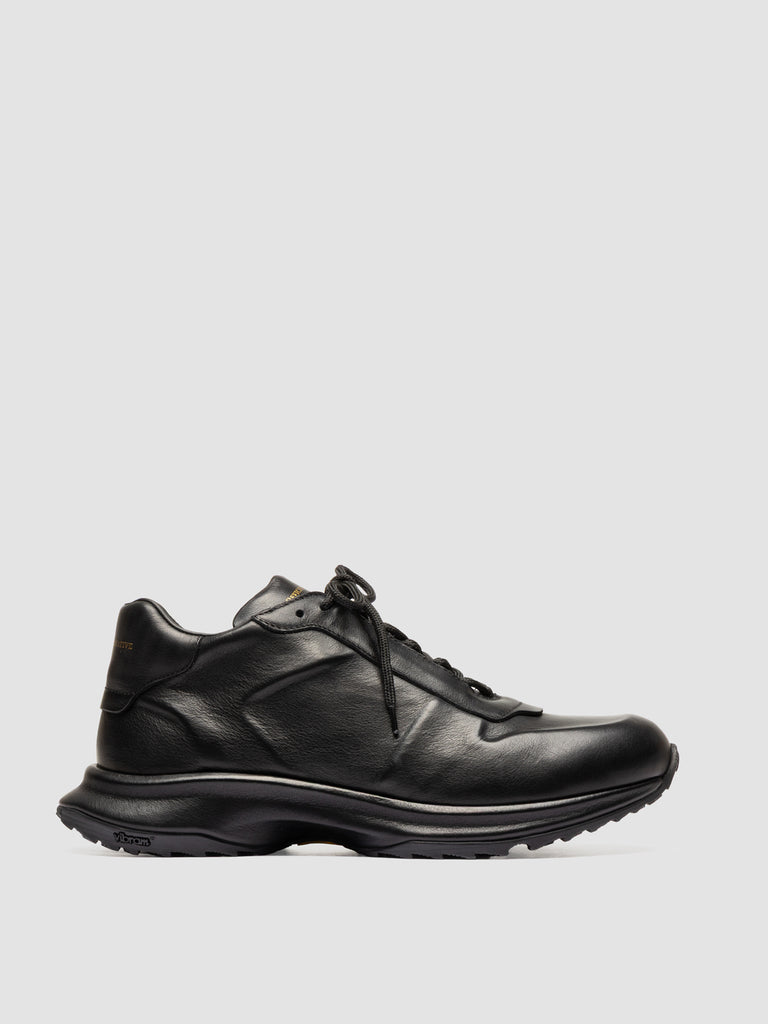 PHASE 001 - Black Leather Low Top Sneakers
