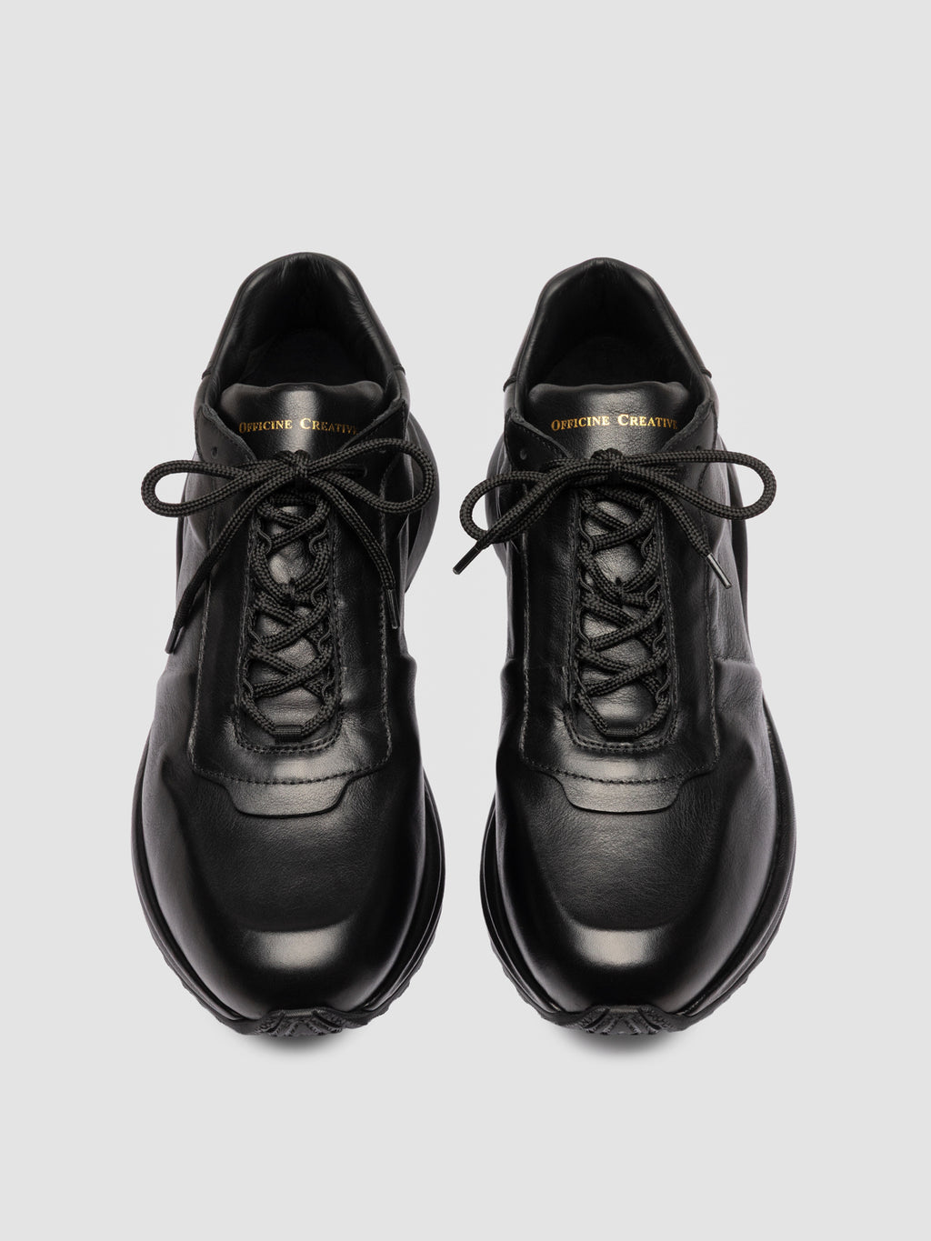 PHASE 001 - Black Leather Low Top Sneakers - image 2,side view
