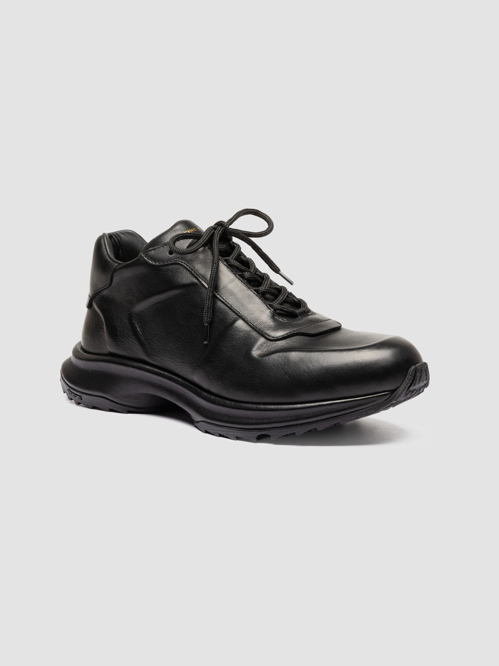 PHASE 001 - Black Leather Low Top Sneakers - image 3,side view