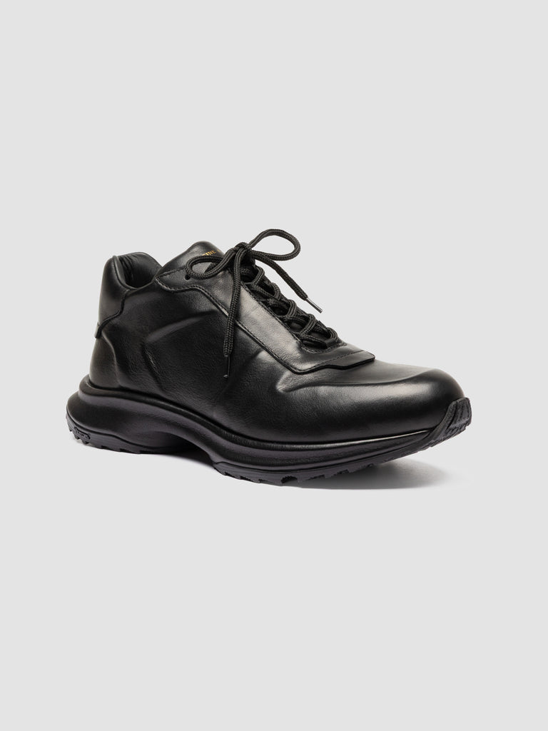 PHASE 001 - Black Leather Low Top Sneakers