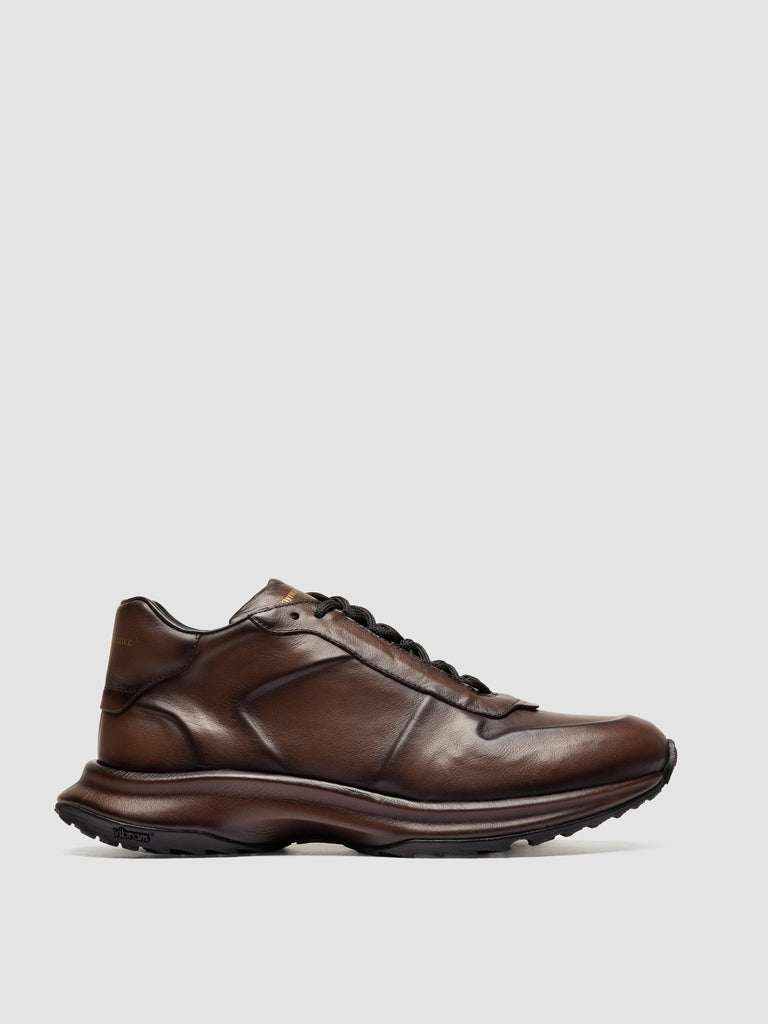 PHASE 001 - Brown Leather Low Top Sneakers