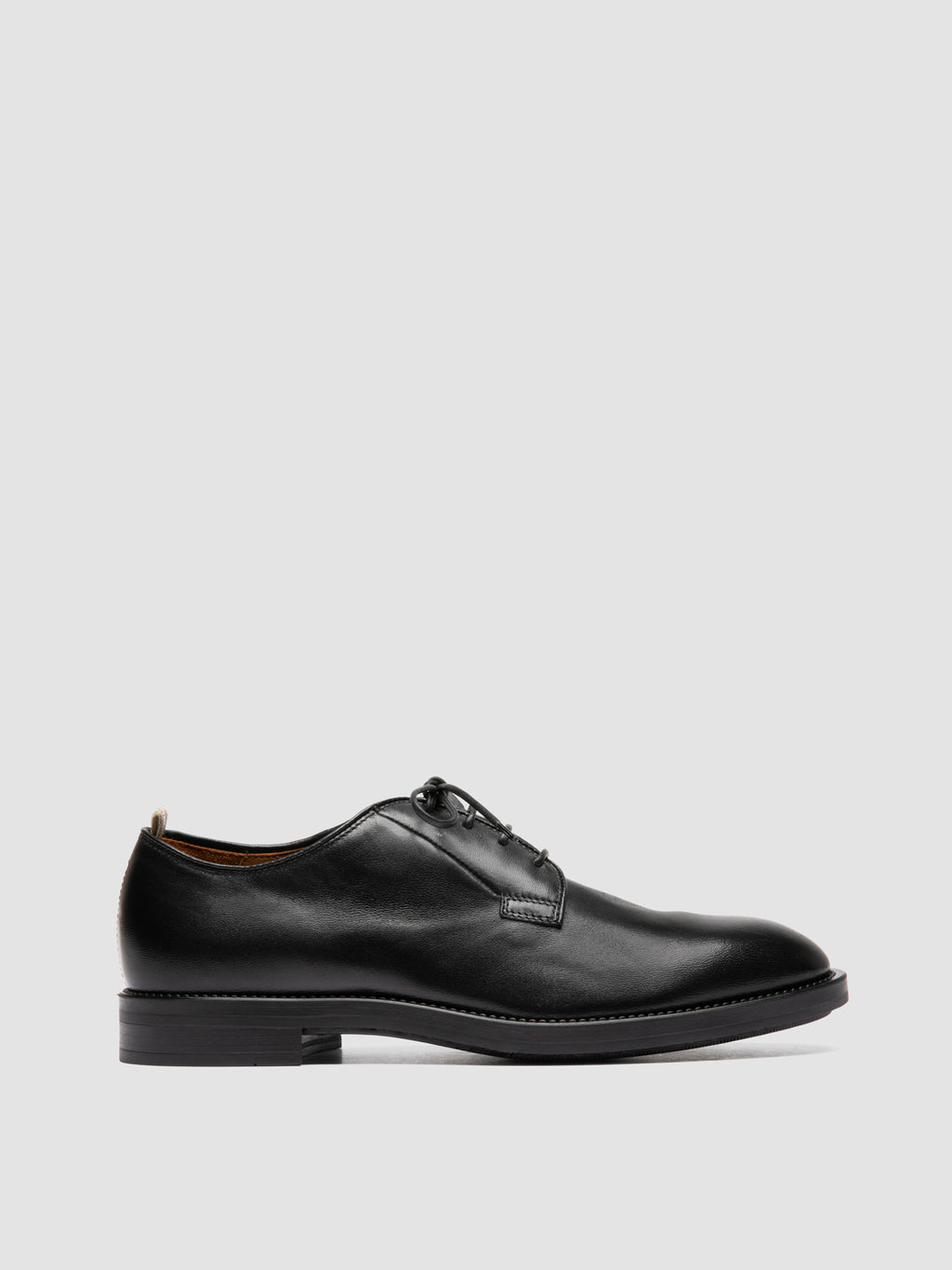 SILENT 001 - Black Leather Derby Shoes - image 1,side view