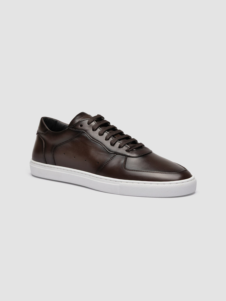 SISSO 001 - Brown Leather Low-Top Sneakers