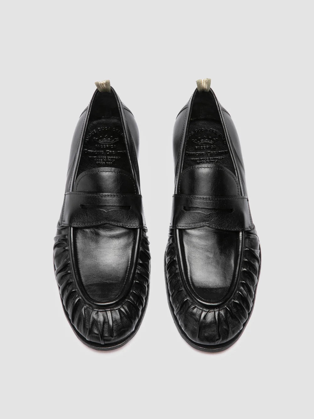 SOLITUDE 015 - Black Leather Penny Loafers - image 2,side view