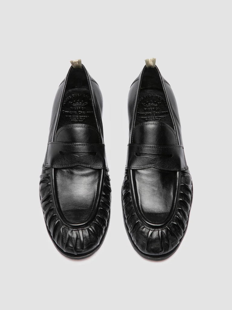 SOLITUDE 015 - Black Leather Penny Loafers-hover