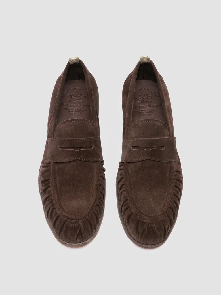 SOLITUDE 015 - Brown Suede Penny Loafers-hover