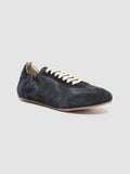 SUBSIDE 001 - Low-Top-Sneaker aus blauem Leder und Wildleder - thumb image 3,side view