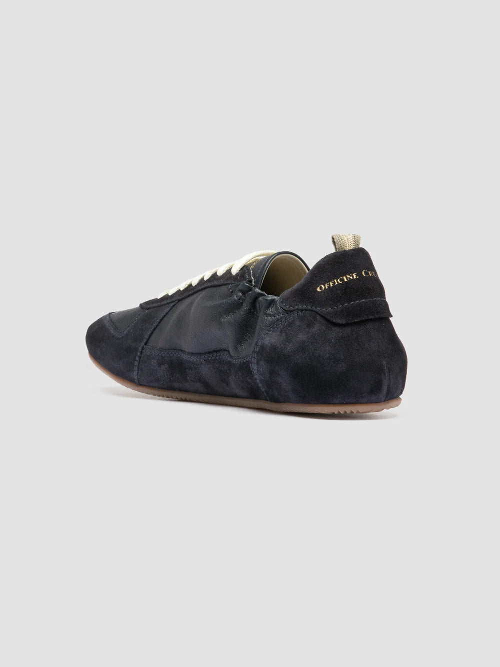 SUBSIDE 001 - Low-Top-Sneaker aus blauem Leder und Wildleder - image 4,side view