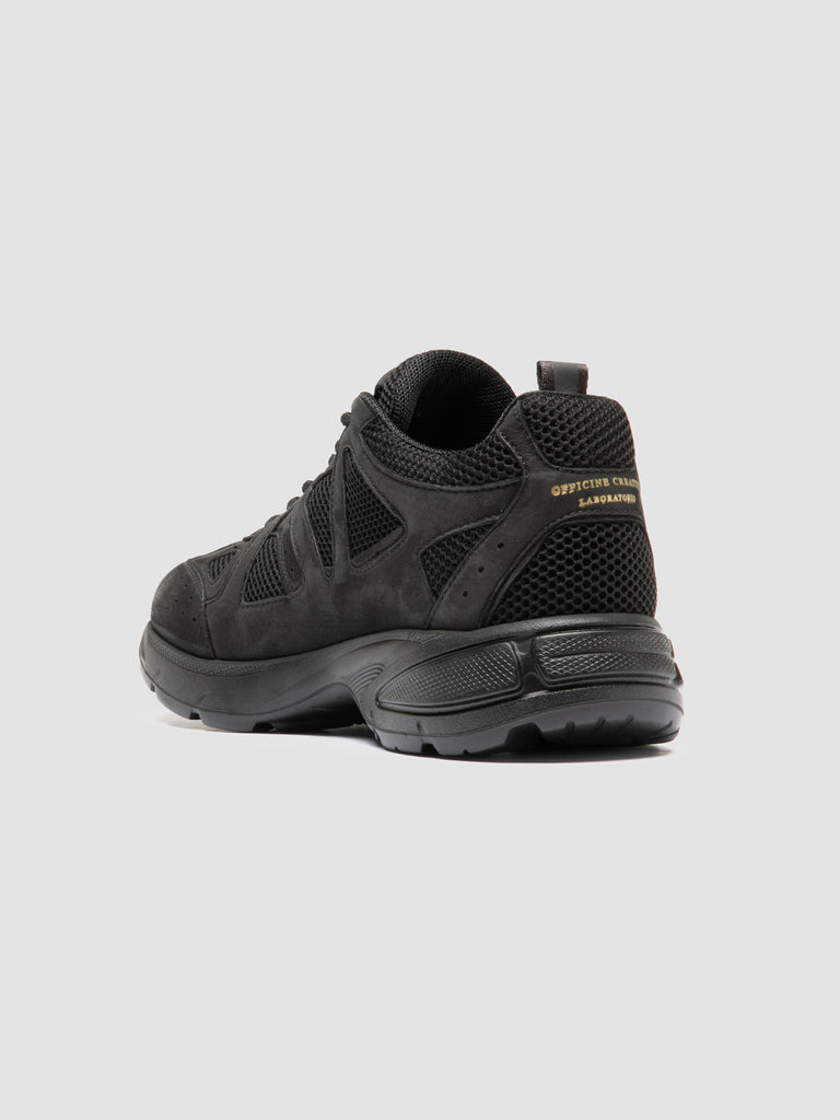SUPURBIA 001 - Black Leather and Suede Low Top Sneakers
