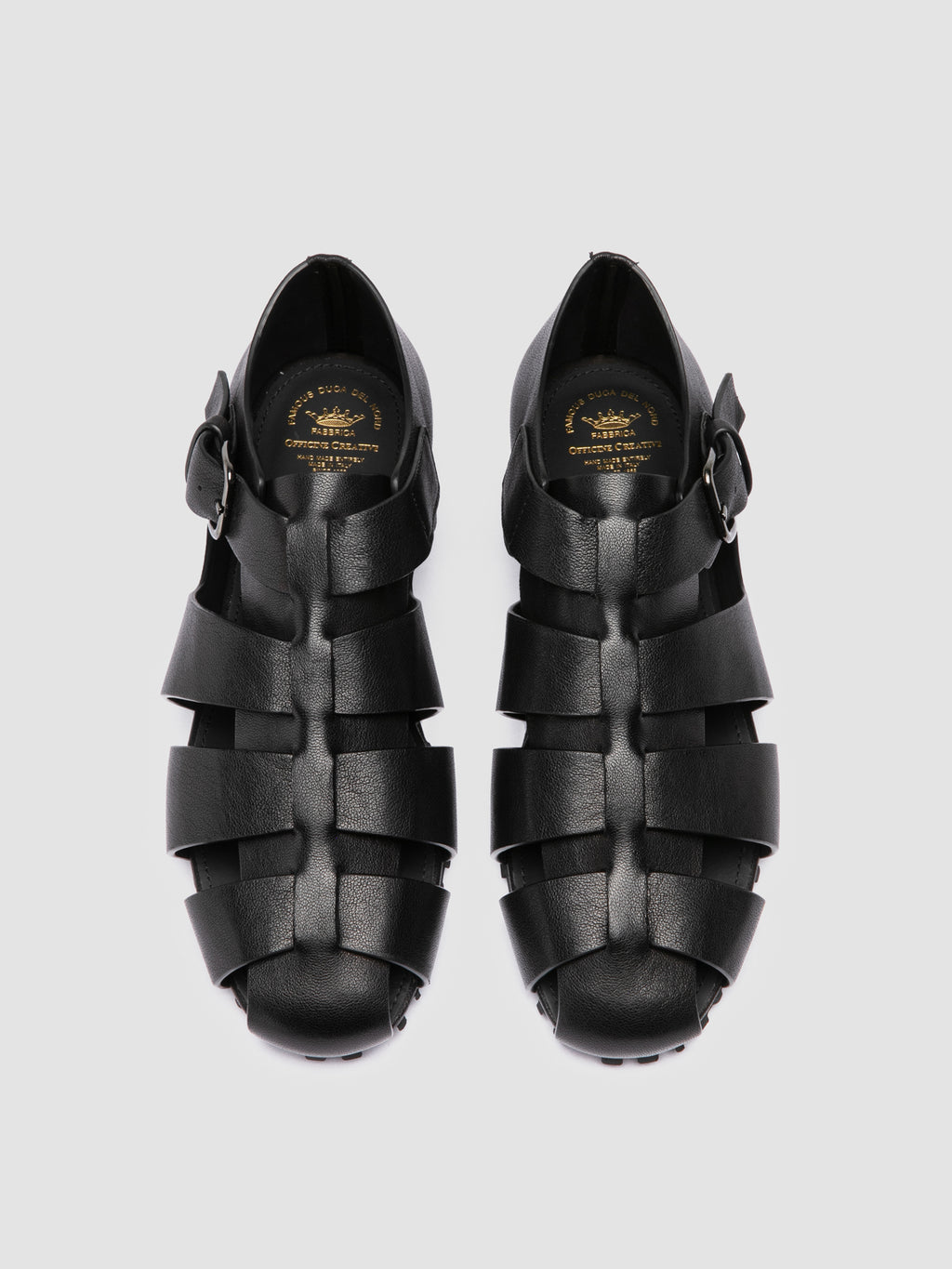 YORGOS 001 - Schwarze Fischer-Sandalen aus Leder - image 2,side view