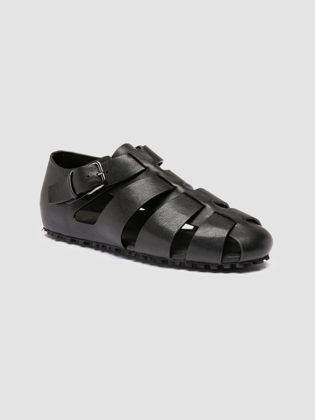 YORGOS 001 - Schwarze Fischer-Sandalen aus Leder - image 3,side view