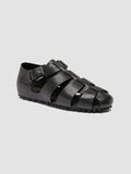 YORGOS 001 - Schwarze Fischer-Sandalen aus Leder - thumb image 3,side view