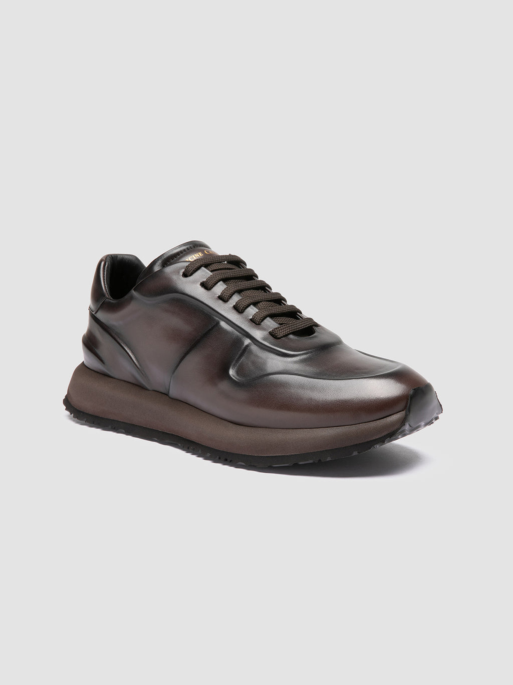 PERSPECTIVE 001 - Brown Leather Sneakers - image 3,side view