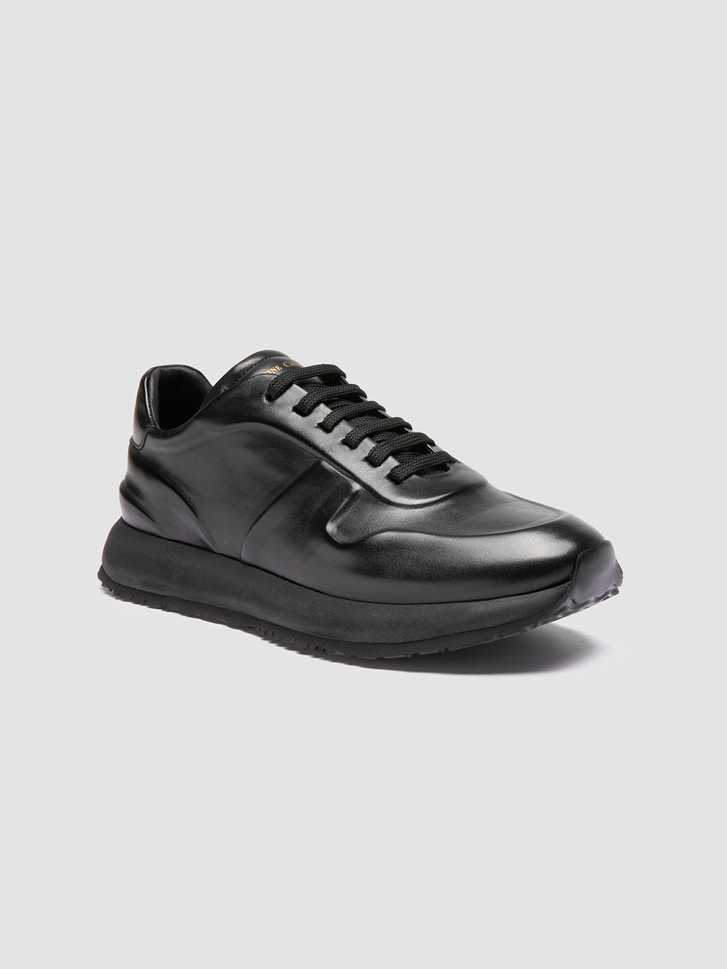 PERSPECTIVE 001 - Black Leather Sneakers - image 3,side view