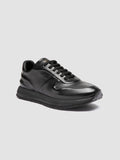 PERSPECTIVE 001 - Black Leather Sneakers - thumb image 3,side view