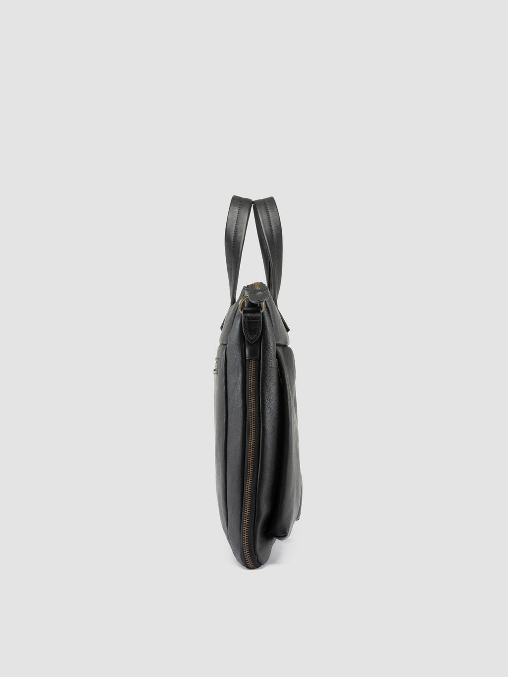 HELMET 046 - Schwarze Aktentasche aus Leder - image 3,side view
