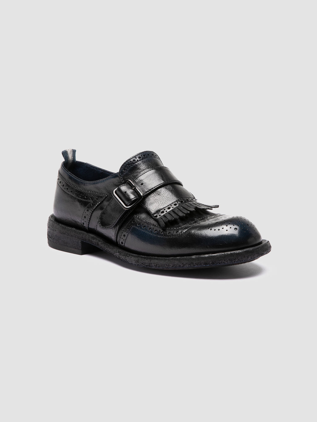 RUGGED 111 - Schwarze Monk-Schuhe aus Leder - image 3,side view