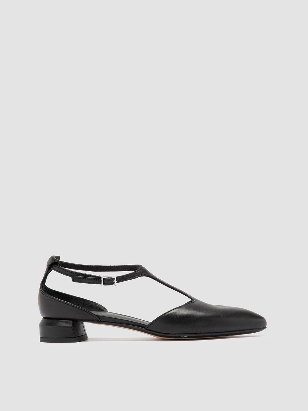 SAGE 103 - Schwarze Lederschuhe mit T-Steg - image 1,side view