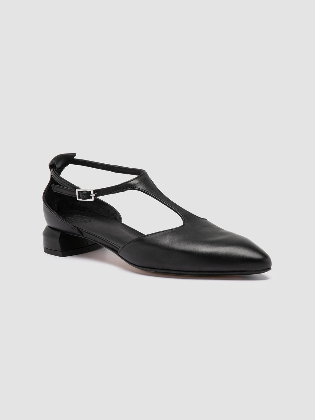 SAGE 103 - Schwarze Lederschuhe mit T-Steg - image 3,side view