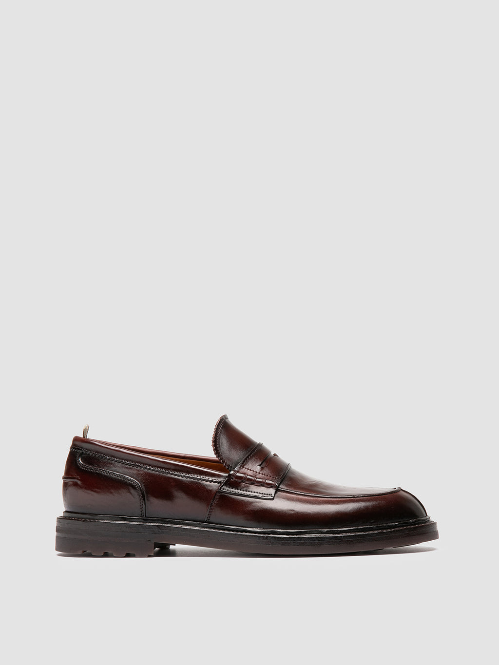 SAX FLEXI 001 - Burgundy Leather Penny Loafers - image 1,side view