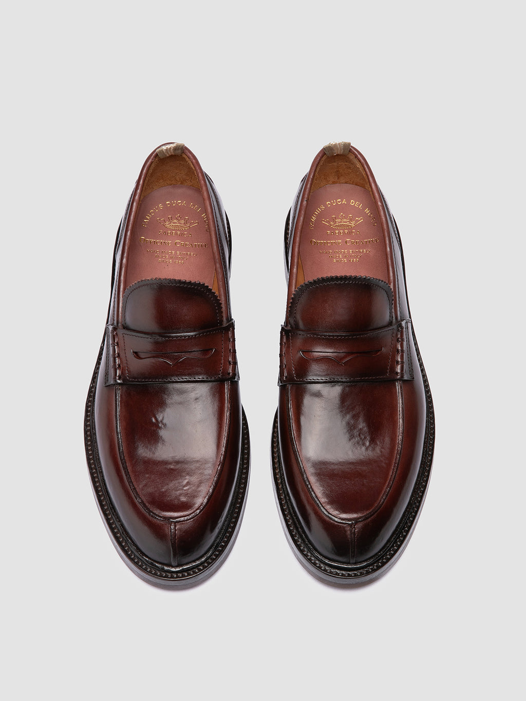 SAX FLEXI 001 - Burgundy Leather Penny Loafers - image 2,side view