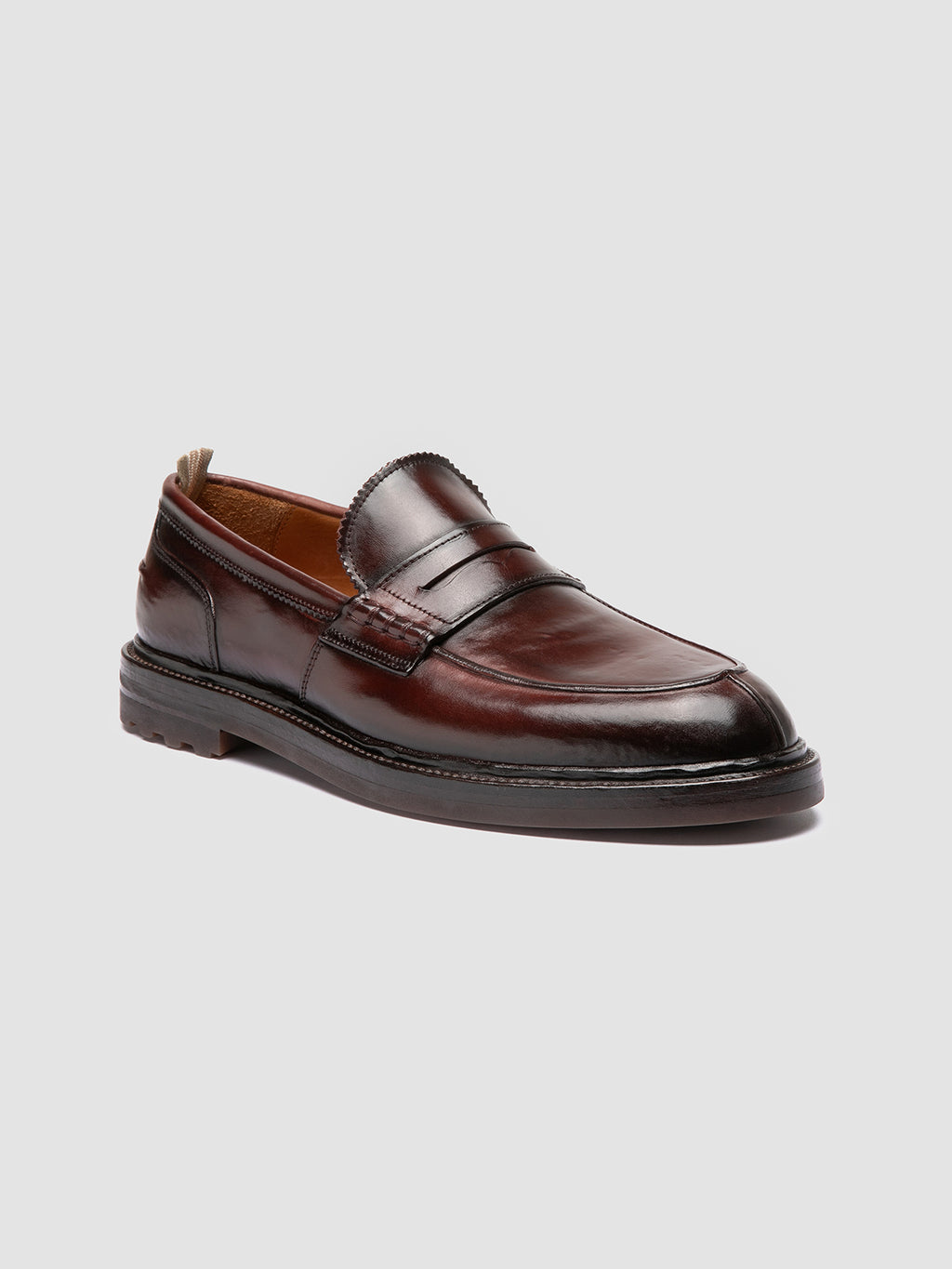 SAX FLEXI 001 - Burgundy Leather Penny Loafers - image 3,side view