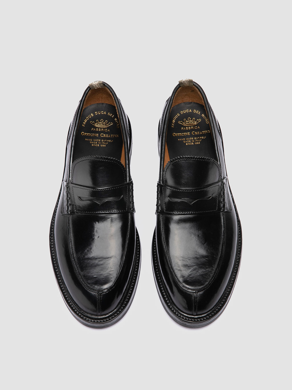SAX FLEXI 001 - Black Leather Penny Loafers - image 2,side view