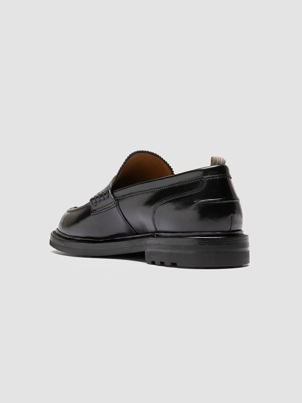 SAX FLEXI 001 - Black Leather Penny Loafers - image 4,side view