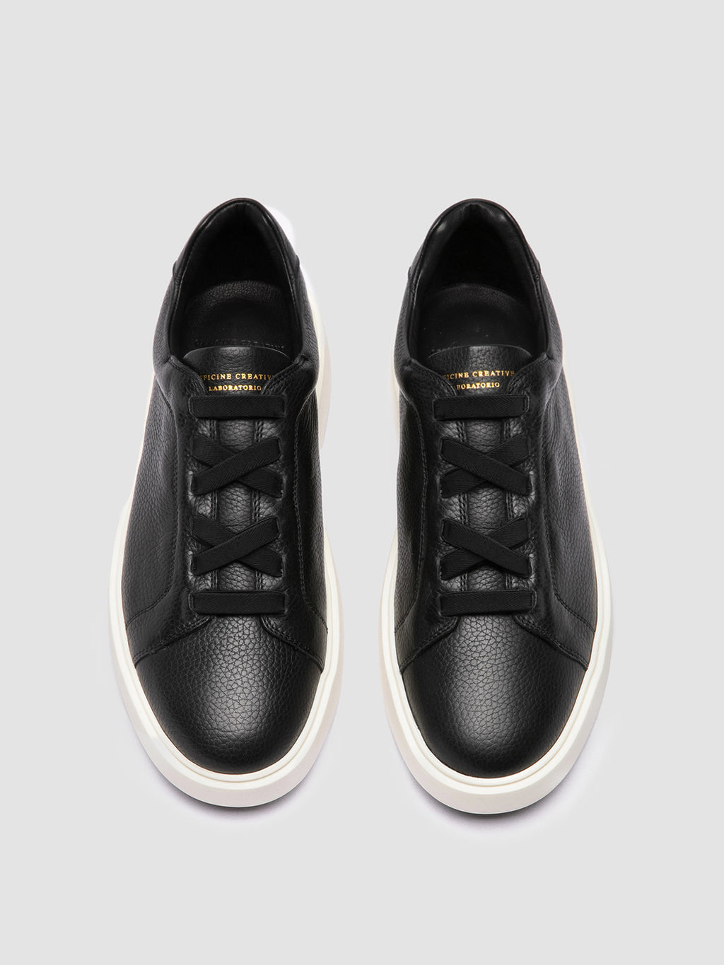 SLOUCH 001 - Black Leather Low Top Sneakers - image 2,side view