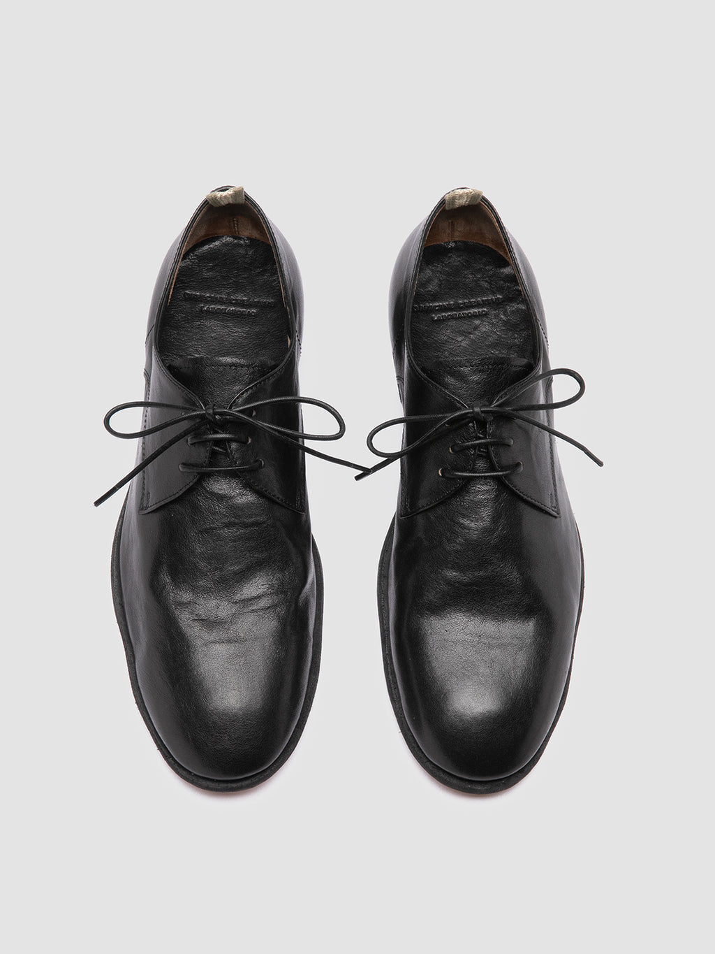 SOLITUDE 002 - Black Leather Derby Shoes - image 2,side view